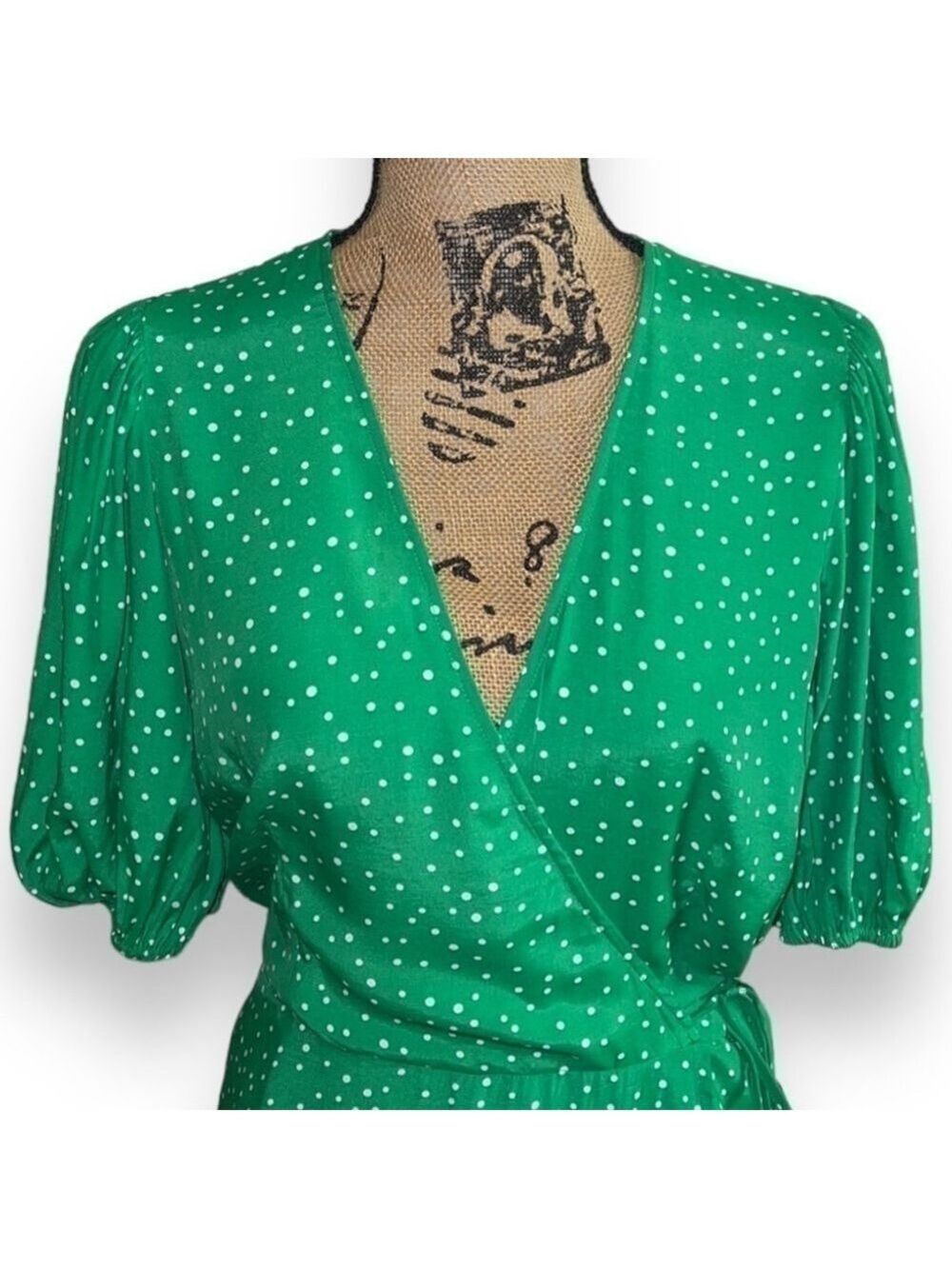 Green Mini Wrap Dress Size Medium St. Patrick’s Day Dress - Picture 4 of 8